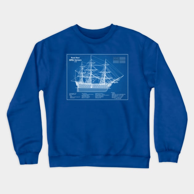 HMS Victory ship plans. Lord Nelson flagship - ABD Crewneck Sweatshirt by SPJE Illustration Photography